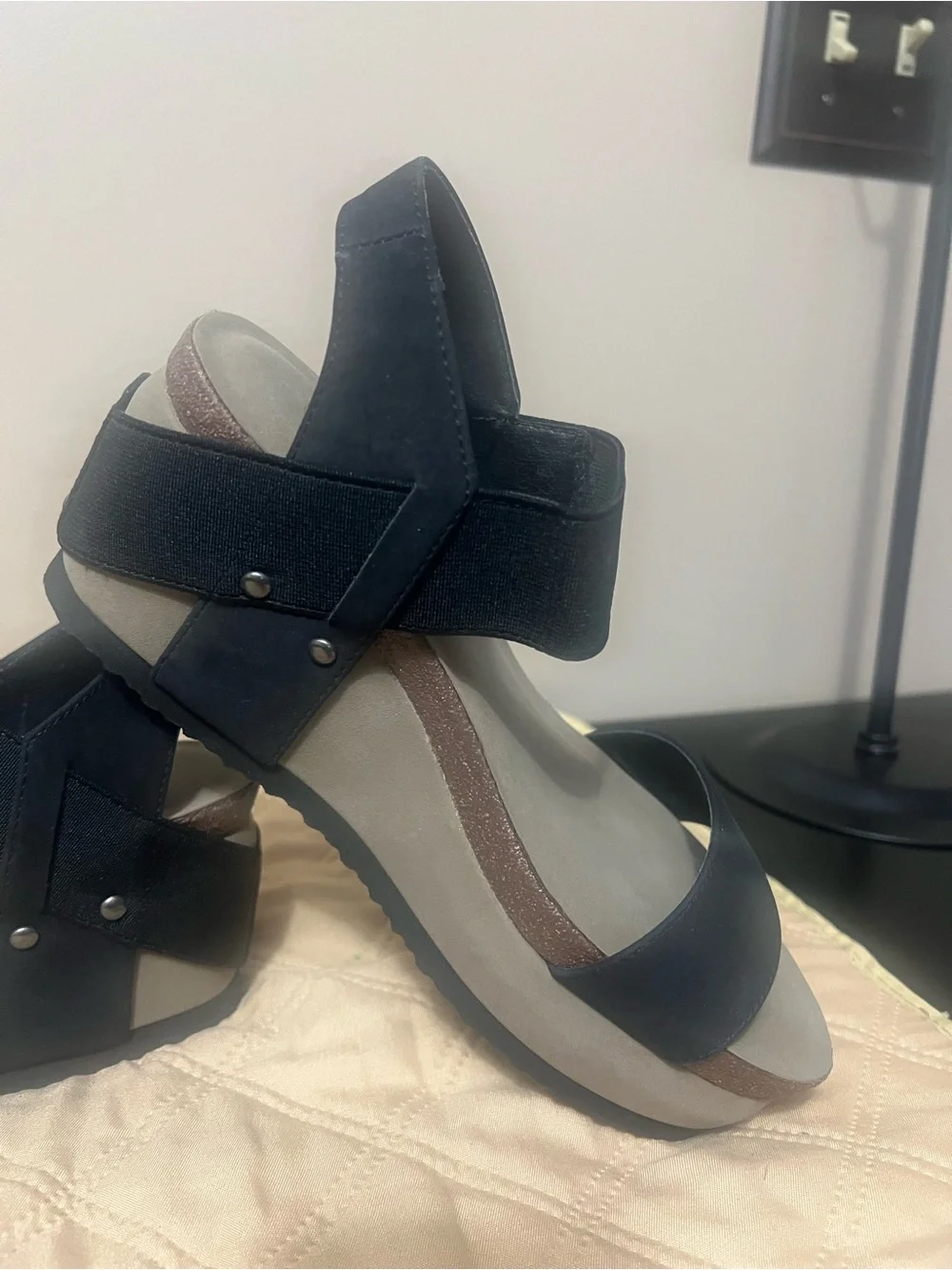 Crown Vintage Black Platform Slingback Sandals